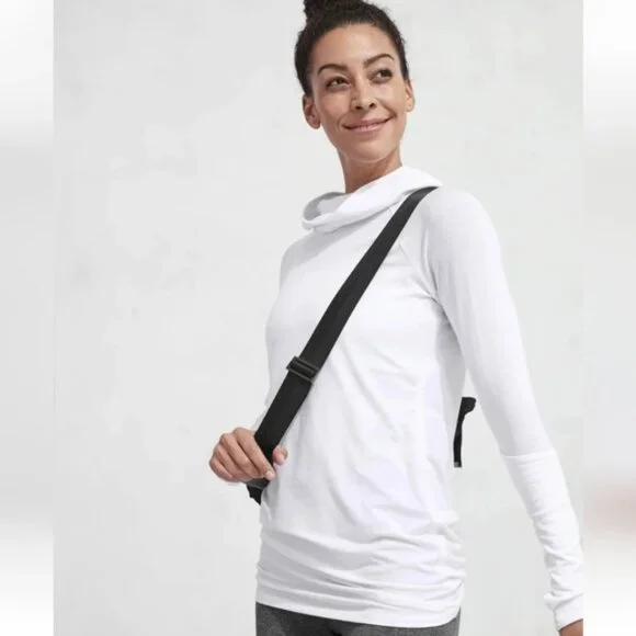 Athleta Essence Fitted Cowl Neck Tunic Hoodie Pullover Sz M - Picture 1 of 7